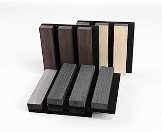 4PCS Sample Wood Wall Panels, 3D Fluted Sound Absorbing Slat Wall Paneling, Wood Finish Sound Proof for Wall and Ceiling，4 Colors