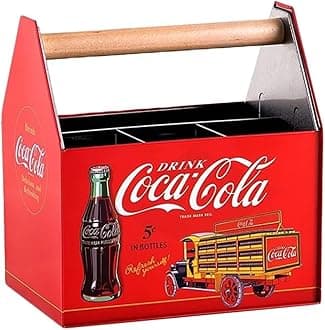 Coca Cola Tin Utensil Caddy with Handle, red