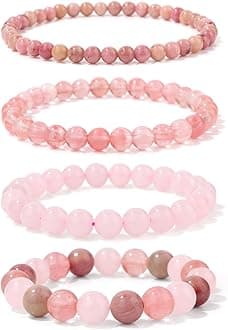 4pcs Beaded Bracelets for Women,Natural Healing Crystal Gemstones Bracelet,Anxiety Stress Relief Bracelet Handmade purple Jewelry Gifts for Women