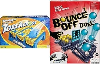 Bundle of Mattel Games Toss Across Kids Outdoor Game, Bean Bag Toss, Get Three-in-a-Row 2-4 Players + Bounce-Off Duel 2-Player Game for Kids, Teens & Adults, Slam The Paddles & Balls Pop Out