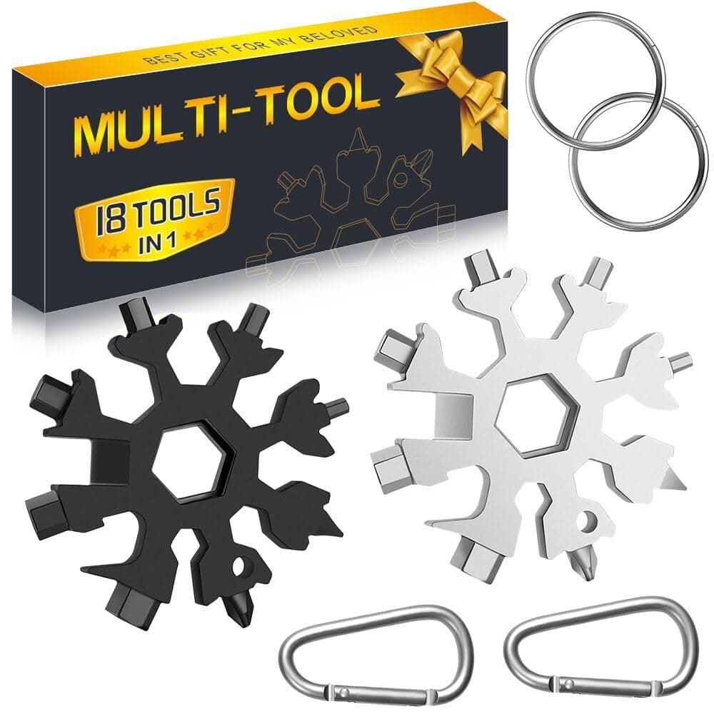 Cutiful Stocking Stuffers for Men Xmas Gifts Snowflake Multitool 18 in 1 Christmas Day Gifts Ideas, 2 Pack Multi Tool Dad Gifts, Multitools Tool Gadgets from Daughter Son, Gifts for Father Husband Him