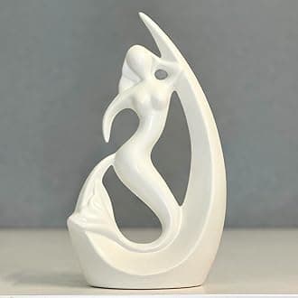 URBAN SENSE | Mermaid Shape Ceramic Home Decor Figurine| Office or Living Room Showpiece Artifact for TV Unit Centre Table | Gift for All Occasions | (White Mermaid)