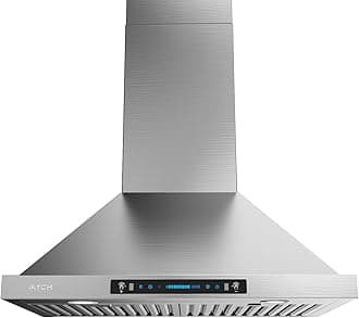 IKTCH 30-inch Wall Mount Range Hood 900 CFM Ducted/Ductless Convertible, Kitchen Chimney Vent Stainless Steel with Gesture Sensing & Touch Control Switch Panel, 2 Pcs Adjustable Lights