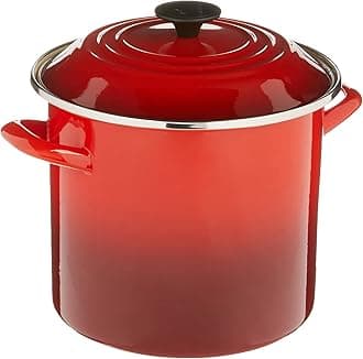 Le Creuset N5100-2267 Enamel Over Steel Stockpot, 8-Quart, Cerise