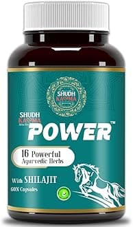 Shudh Kaama Power | Ayurvedic Capsules for Men with Original Shilajit/Shilajeet, Gokhru, Ashwagandha & Safed Musli for Strength, Stamina, Energy and Muscle Gain – 60 Capsules