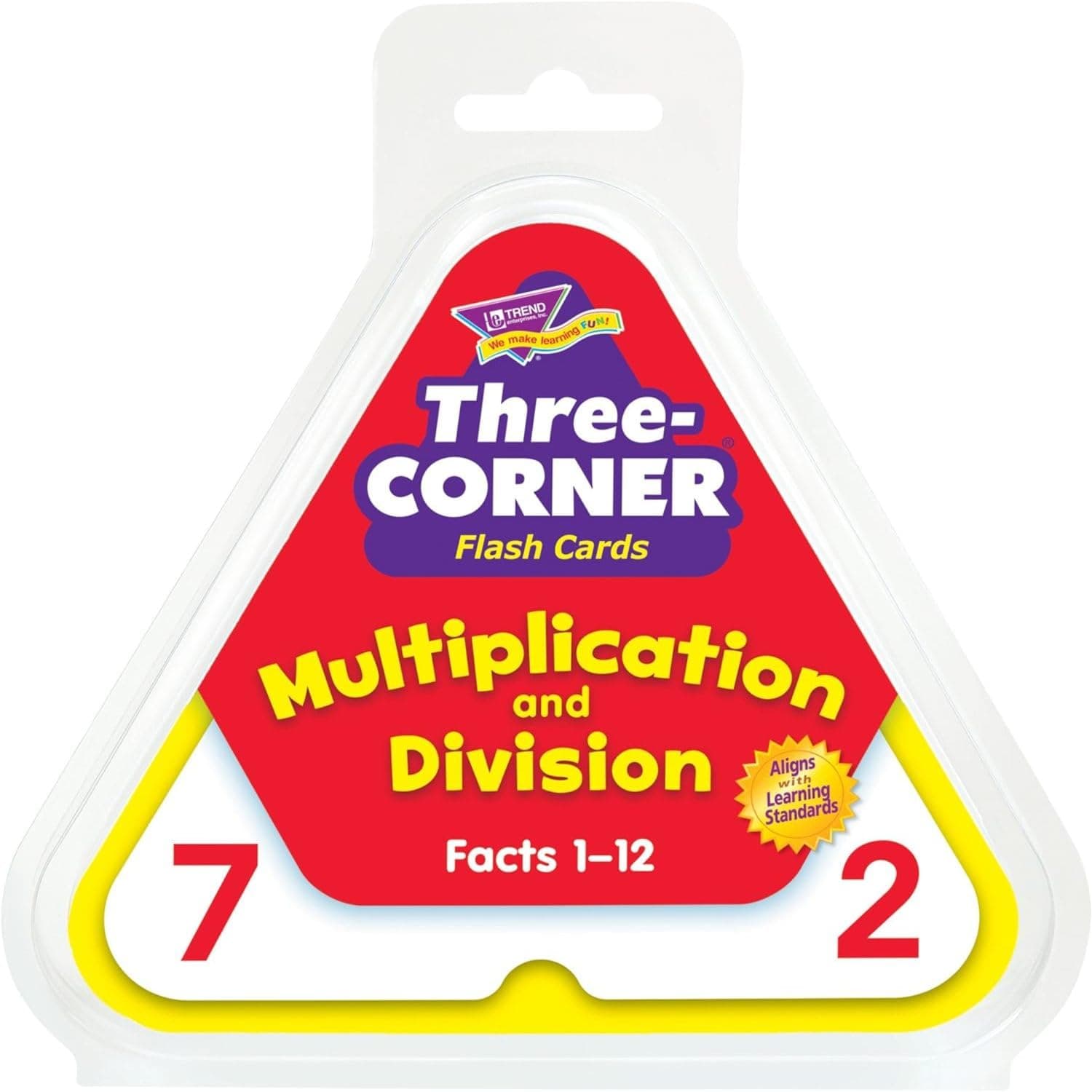 TREND ENTERPRISES: Three-Corner Multiplication and Division Flash Cards, Interactive Self-Checking Cards, Exciting Way for Everyone to Learn, 48 Two-Sided Cards Included, Ages 8 and Up