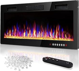 Vitesse 30 Inch Ultra Thin Electric Fireplace-Narrow Bezel Linear Fireplace Heater Recessed Wall Mounted, Remote and Screen Control, 8H Sleep Timer, Low Noise, 750/1500W for Living Room, Bedroom