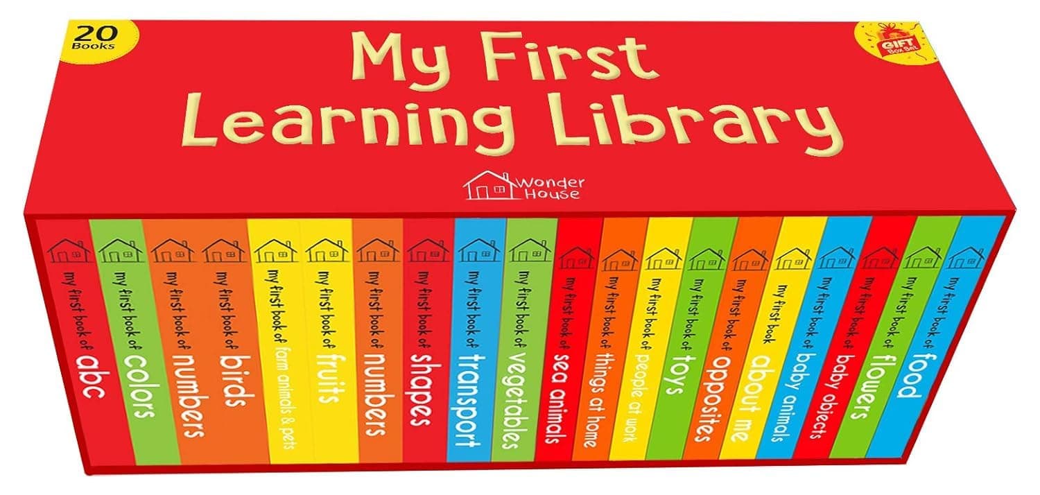 My First Learning Library: Boxset of 20 Board Books for Kids | Includes ABC, Numbers, Shapes, Colors, Wild & Baby Animals, Fruits, Vegetables, Transport, Toys, Opposites, Flowers, Sea Animals, People at Work, Food, About Me & More | Early Learning for Babies, Toddlers & Preschoolers | Ages 0-3 Years | Horizontal Design