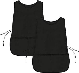DALIX Cobbler Apron 2 Pockets Smock Regular 28.5" x 18.5" Black (2 Pack)