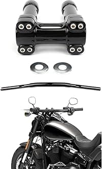 Drag Bars 1.25 Inch Handlebars and 4 Inch Riser One-Piece Handlebar Top Clamp Kit for 1996-2024 Dyna, Street Bob, Low Rider s, Fat Bob, slim and Sportster