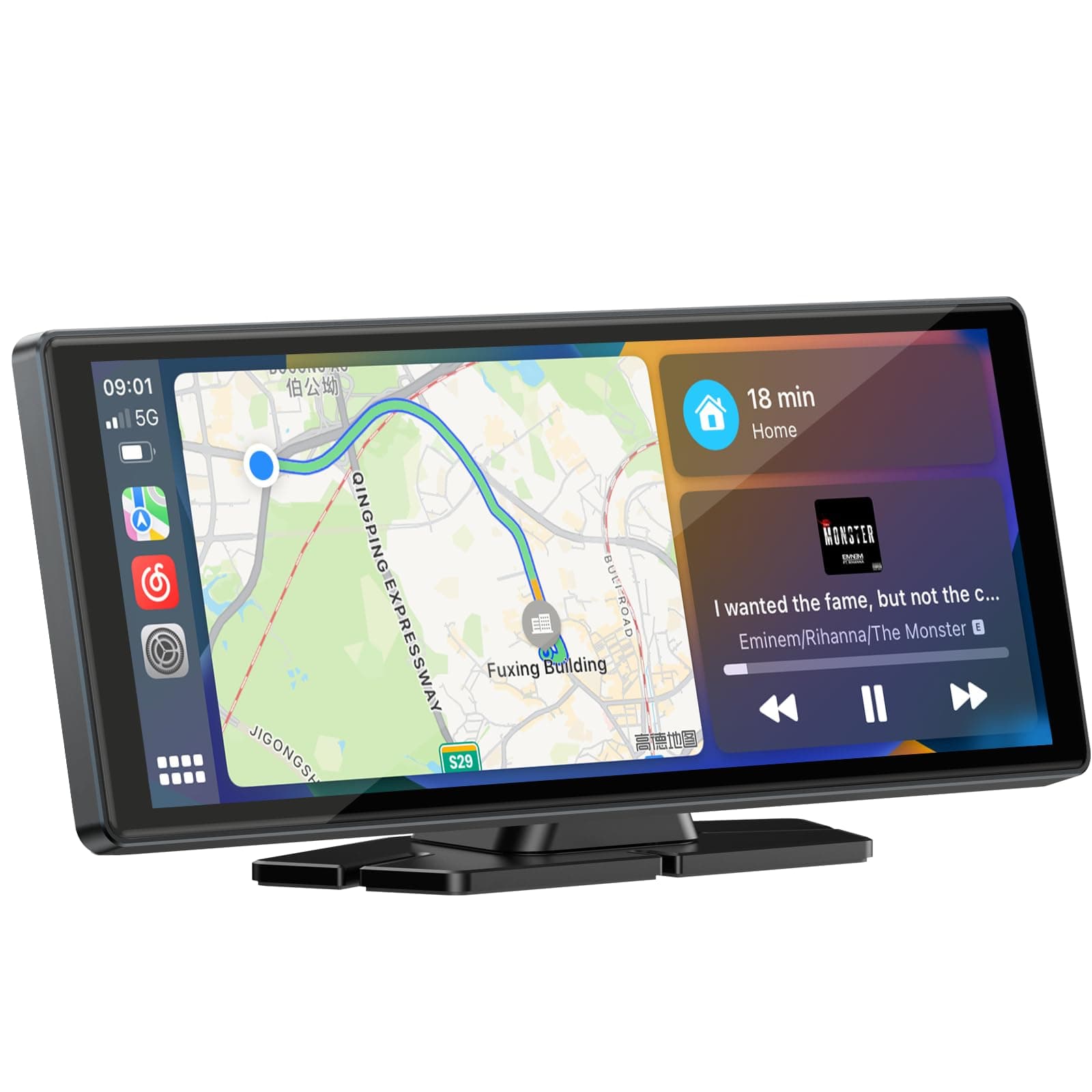 LAMTTO 9.26-inch Wireless CarPlay Screen for Car Compatable with Apple CarPlay& Android Auto.Portable Car Stereo with GPS Navigation,Bluetooth,Mirror Link,Drive Play,Touch Screen for All Vehicles