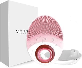 Facial Cleanser Silicosne Face Brush Waterproof Rechargeable Portable Sonic Pore Cleansing Face Cleanser, Massage Brush (Pink)