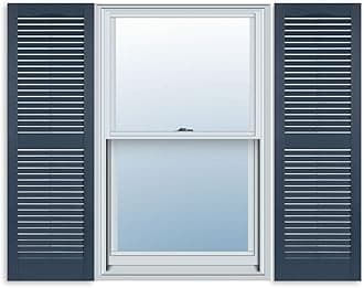 ExteriorSolutions.com 15 Inch x 35 Inch Standard Louver Exterior Vinyl Window Shutters, Bedford Blue (Pair)