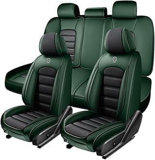 5 Seat Covers for Toyota FJ Cruiser 2007-2014,Premium Nappa Leather Car Seat Covers Car Seat Cushions,Waterproof Soft Seat Covers for Cars,Interior Accessories Airbag Compatible（Standard-Black&Green）