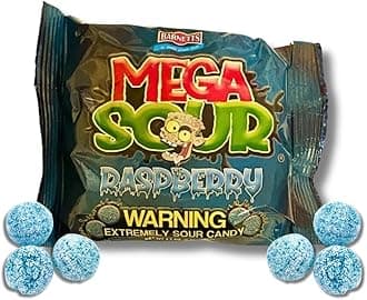 Barnetts Mega Sour Bombs - Extremely SOUR Candy Gift - 3.2 oz. Bag By Lyza's Sweets & Treats (Blue Raspberry)
