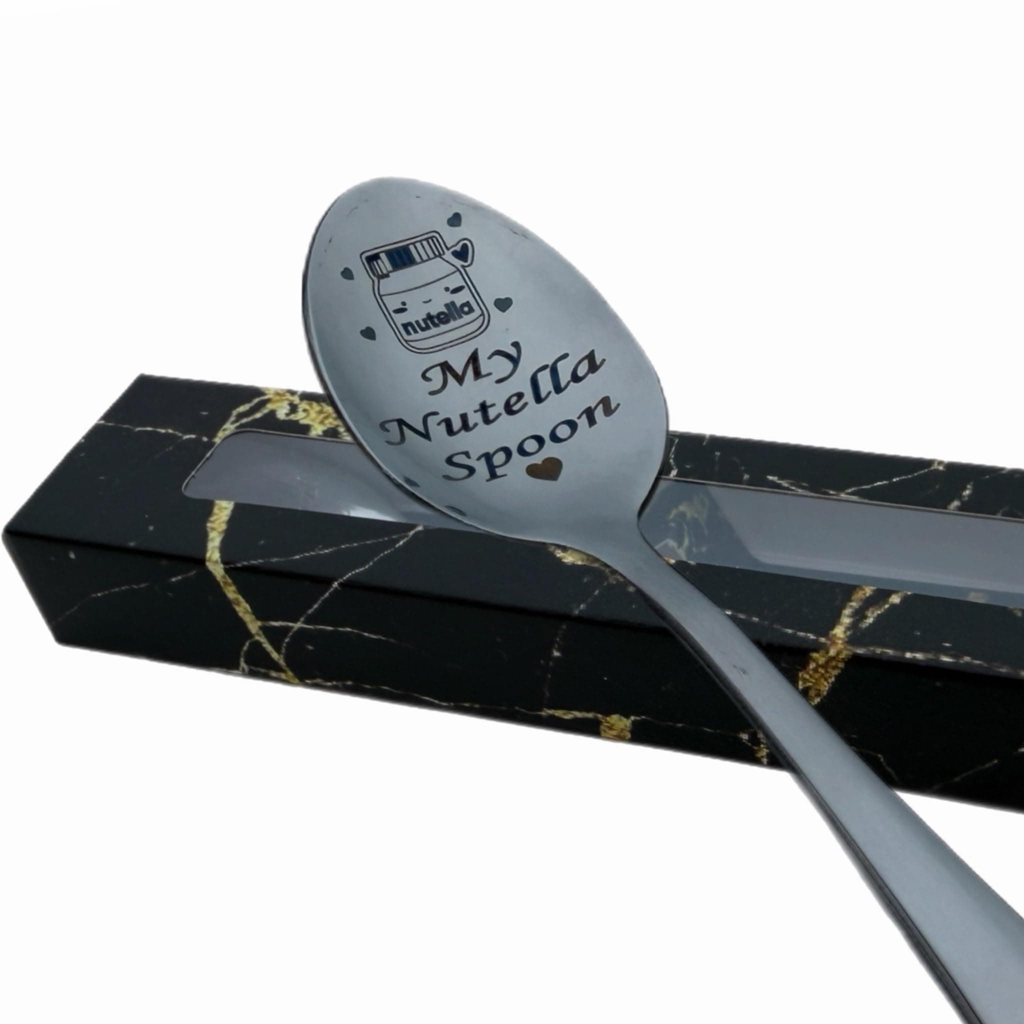Personalised My Nutella Spoon with Gift Box – Custom Laser Engraved Stainless Steel Spoons for Spread Lovers, Mums, Dads, Birthdays, Graduation – Premium Dessert Spoon with Gift Packaging, Silver