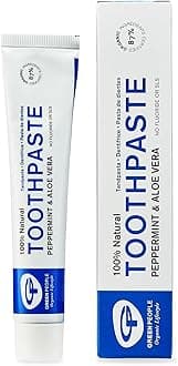 Green People Peppermint and Aloe Vera Toothpaste - Organic, Fluoride Free & SLS Free - For Sensitive Gums, 50ml