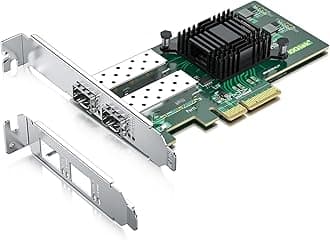 H!Fiber Gigabit Dual NIC with Intel I350-AM2 Chip, 1Gb Network Card Compare to Intel I350-F2 NIC, 2 SFP Ports, PCI Express 2.1 X4, Ethernet Card with Low Profile for Windows/Windows Server/Linux