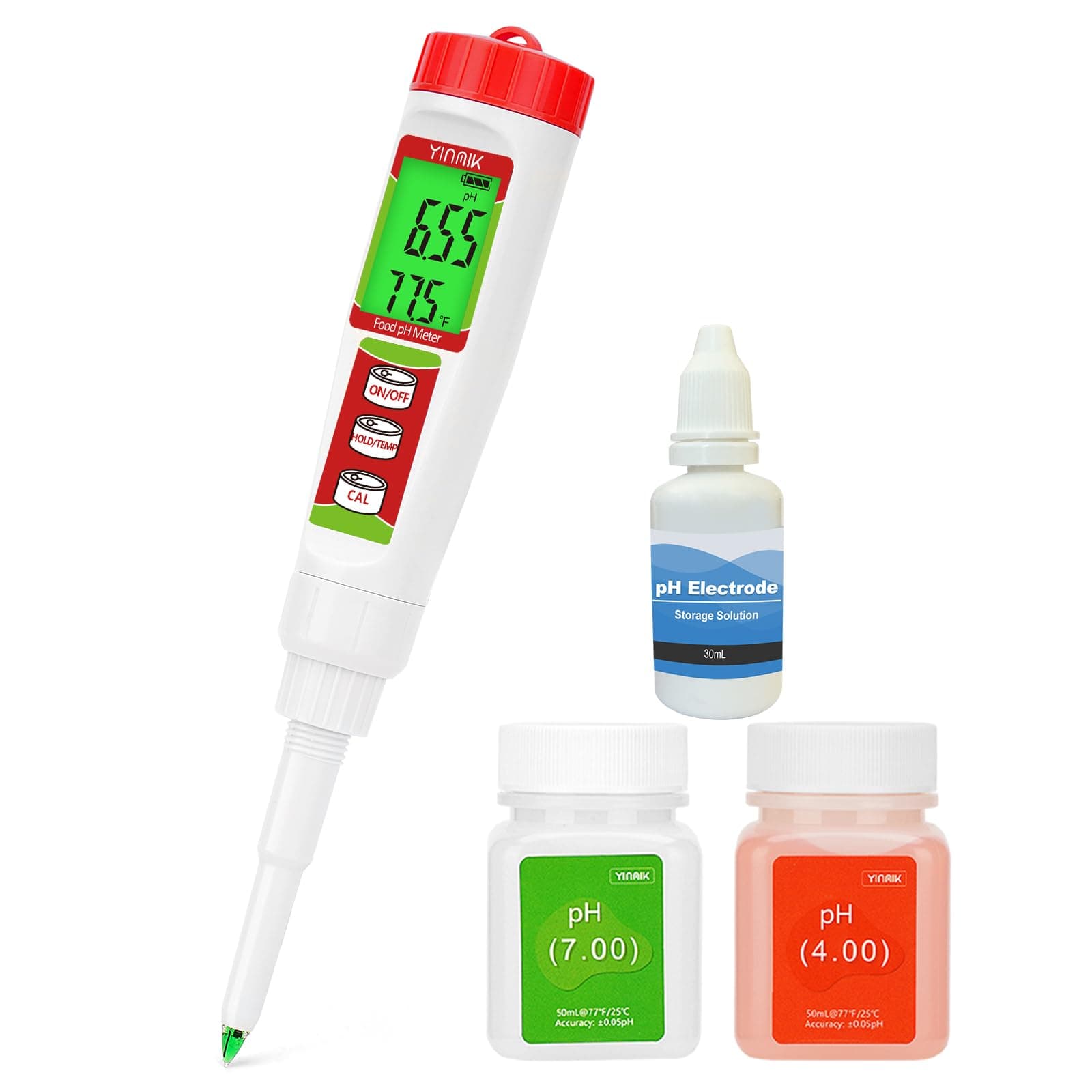 Food pH Meter Digital pH Meters with Calibration Solution pH Level Tester for Fermentation pH Food Meter for Dough Sushi Rice Fermenting Sausage Kombucha Meat Soap Cheese Cosmetic and Water