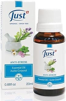 Swiss Just Stress Relief, Anti-Stress Activator Essential Oil 20ml. A Specific & Balanced Blend of 15 Natural Essential Oils. with Basil & Lavender Extract, 20 ml
