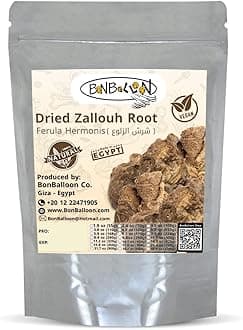 Dried Zallouh Root Herb Sharsh El Zaloua Egyptian Herbs Al Zaloua Ferula Hermonis Natural Herbal Middle East Egypt Arab No Preservatives Kosher Halal Nature ( 1 Pack = 4.41 oz / 125 gm ) شرش الزلوع حلال