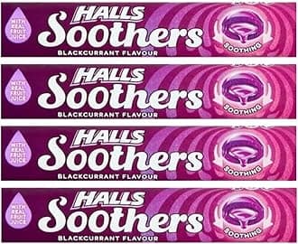 Halls Soothers 4 x 45g Blackcurrant Flavour with Real Fruit Juice with A Liquid Centre for Little Moments of Refreshment - Sold by VR Angel