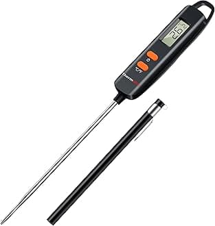 TP516 Digital Meat Thermometer with Probe Tip Cover Instant Read Food Thermometer Cooking Thermometer Perfect for Cooking BBQ Sugar Jam Kitchen Thermometer with 12cm Temperature Probe
