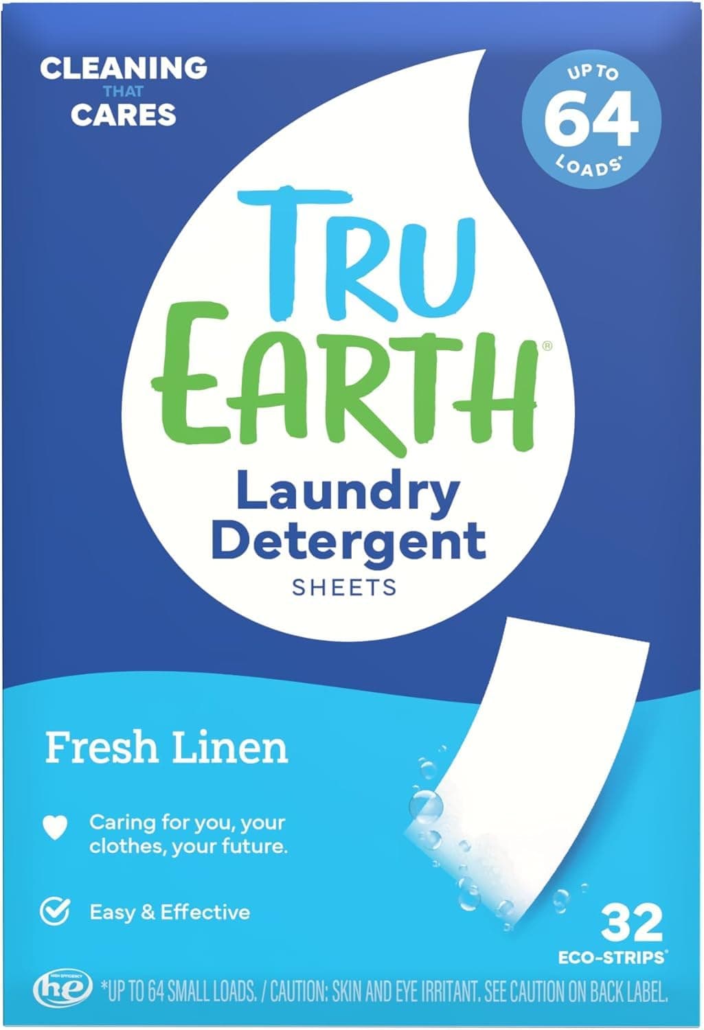- Compact Dry Laundry Detergent Sheets - Up to 64 Loads (32 Sheets) - Paraben-Free - Original Eco-Strip Liquidless Detergen - Fresh Linen | Packaging May Vary