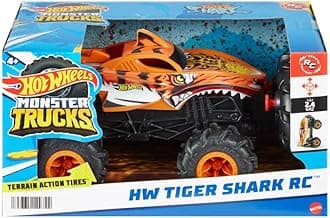 Monster Trucks RC, 1:24 Scale Tiger Shark Vehicle, Oversized Remote-Control Toy Truck with Terrain Action Tires