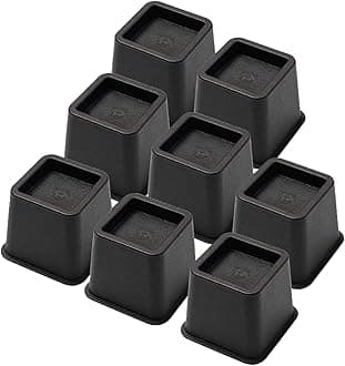 IhomeparkBed Risers 5 Inch, Heavy Duty Square Furniture Frame Lift for Couch, Chair, Desk, Sofa and Bunk Bedpost, Set of 8