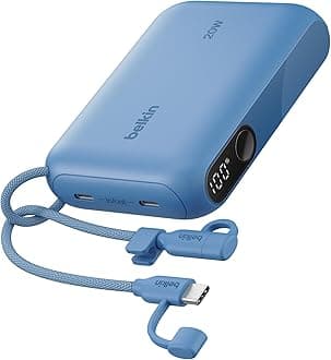 Portable Charger, Slim USB-C Power Bank 10,000mAh w/ 2 USB-C Ports, Digital Battery Display, 20W Charging Battery Pack - iPhone 17, Air, Pro, Samsung Galaxy S25, Pixel 10, iPad, & More - Blue