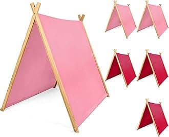 6 Pack Teepee Tents Bulk, Sleepover Play Tents Washable Foldable Teepee Shelter for Indoor Outdoor Slumber Pajama Party(Pink, Rose Red)