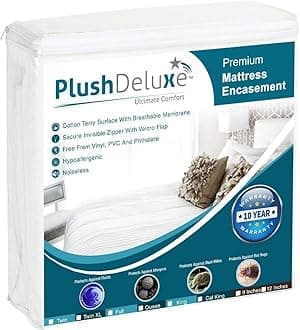 Twin-XL 39X80 Size Mattress Encasement - Zippered Waterproof, Bedbug Proof, College Dorm Size, 6-Sided Protection - Hypoallergenic Cotton Terry Fabric 9-12" DepthOEKO-TEX STANDARD 100