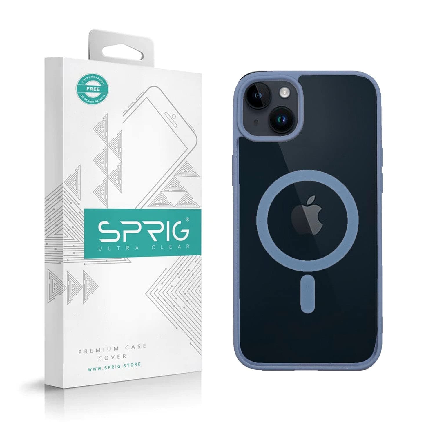 SPRIG Compatible with Apple iPhone 14 Plus Magsafe TPU PC Cover Designer Back Case Cover with Camera Protection Drop Tested Shock Proof for Boys and Girls (Light Blue)