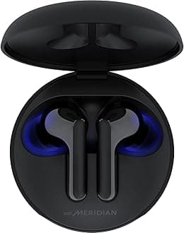 LG TONE Free FN6 True Wireless Bluetooth Earbuds with UVNano Wireless Charging Case, Wireless Headphones MERIDIAN Sound, Dual Microphones for Work/Home Office, IPX4 Water-Resistant, Black