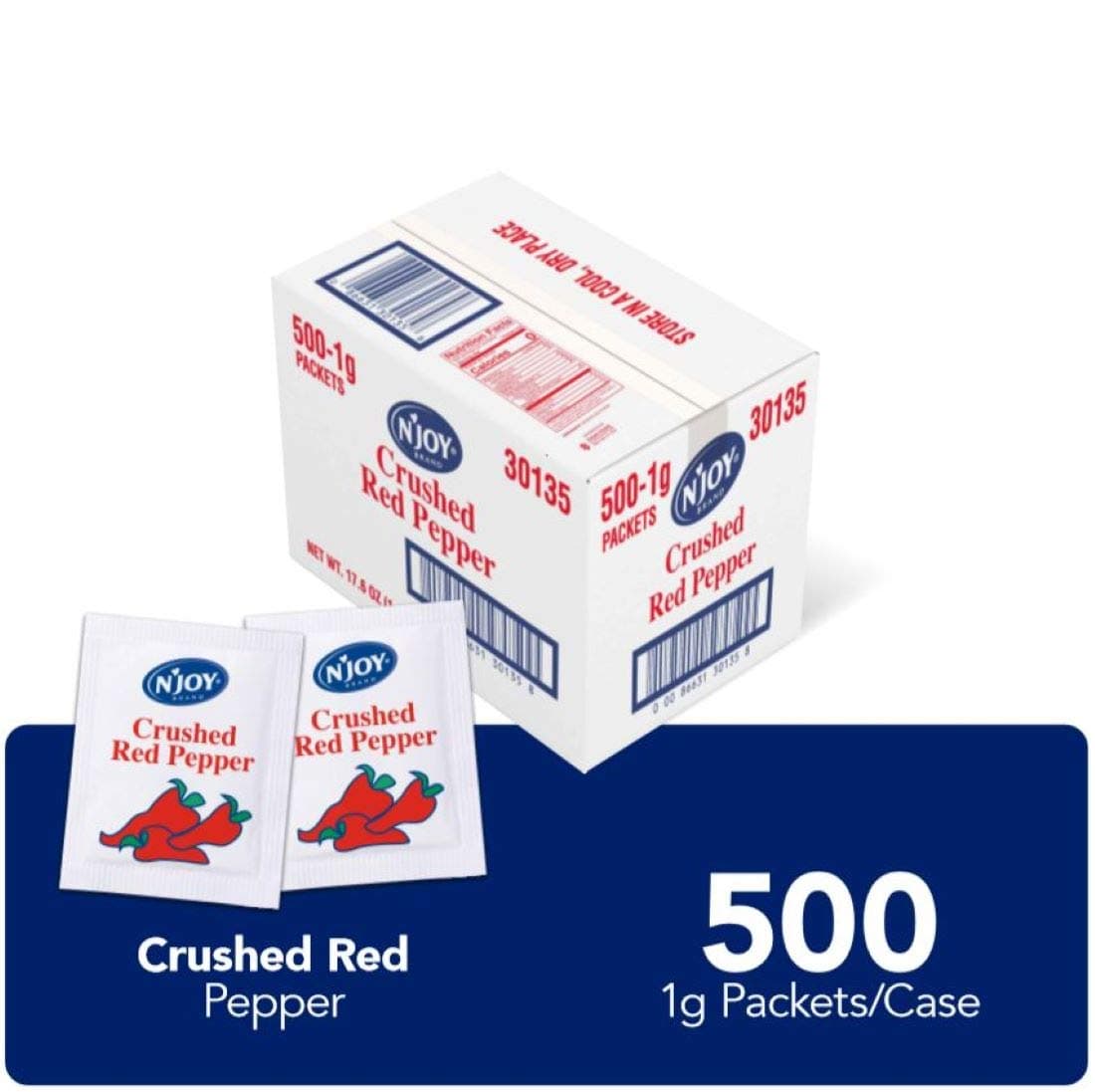 Crushed Red Pepper | 1g Packets, 500 Count | Single Serve Portion | Bulk Size