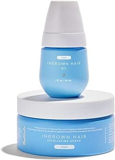 Bushbalm 2 Step Routine Ingrown Hair & Razor Burn Prevention - Nude Ingrown Treatment Oil (30 ml) and Nude Exfoliating Scrub (236 ml)