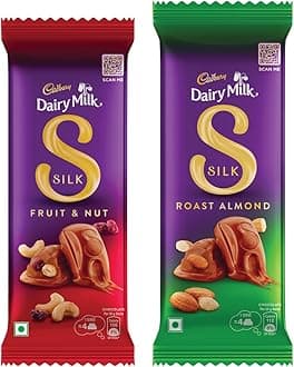 Cadbury Dairy Milk Silk Chocolate Bar Large Combo (Silk Fruit & Nut 137 g, Silk Roast Almond 143 g), 280 g