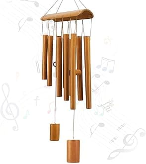 Windchimes Outdoors, Memorial Wind Chimes, Bamboo Wind Chimes for Outside Clearance Deep Tone for Patio Garden Home Décor, Natural Beautiful Sound