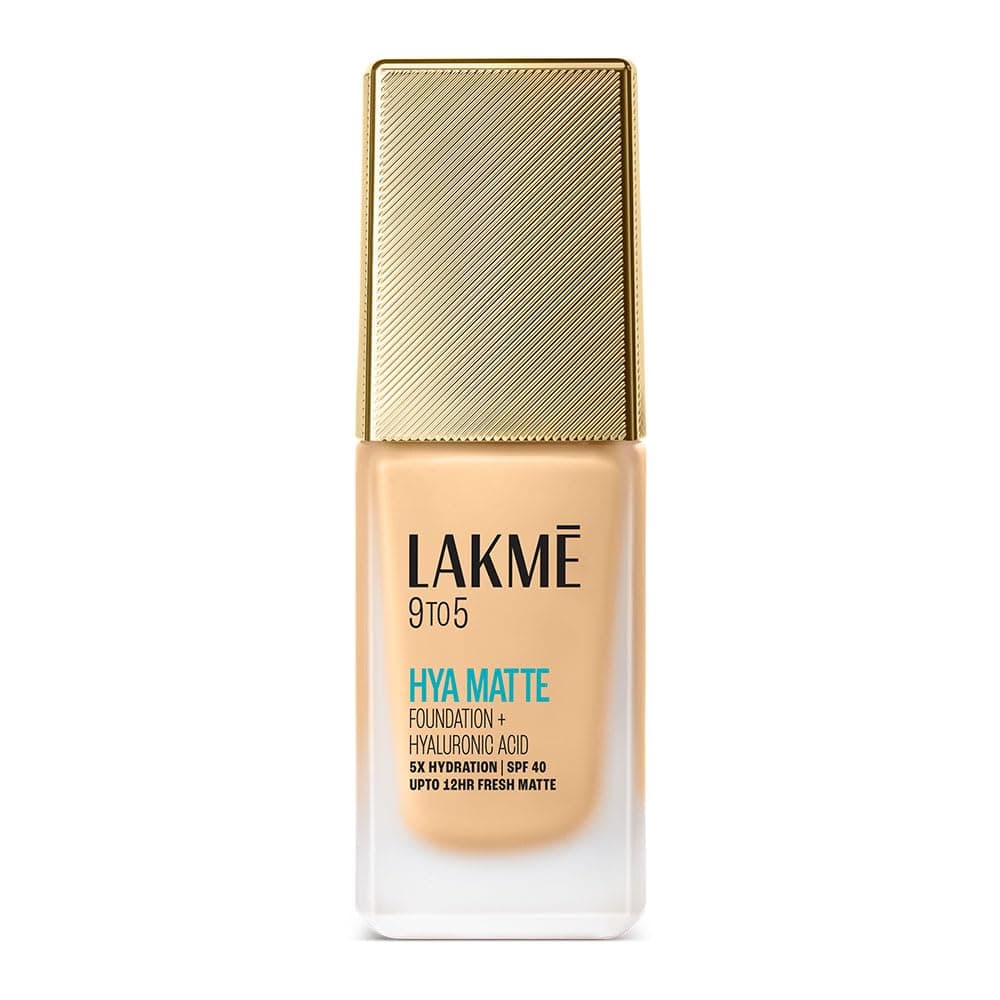 LAKMÉ 9to5 Hya Matte Full Coverage, All Skin type Foundation + Hyaluronic Acid Warm Creme - 25ml