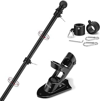 Yeesun Flag Pole,6FT American Flag Pole & Bracket-Flagpoles for 3 x 5 Flags Holder for House Porch & Outdoor,Tangle Free and Wall Mount Flag Pole Kit (Without flag,Black)