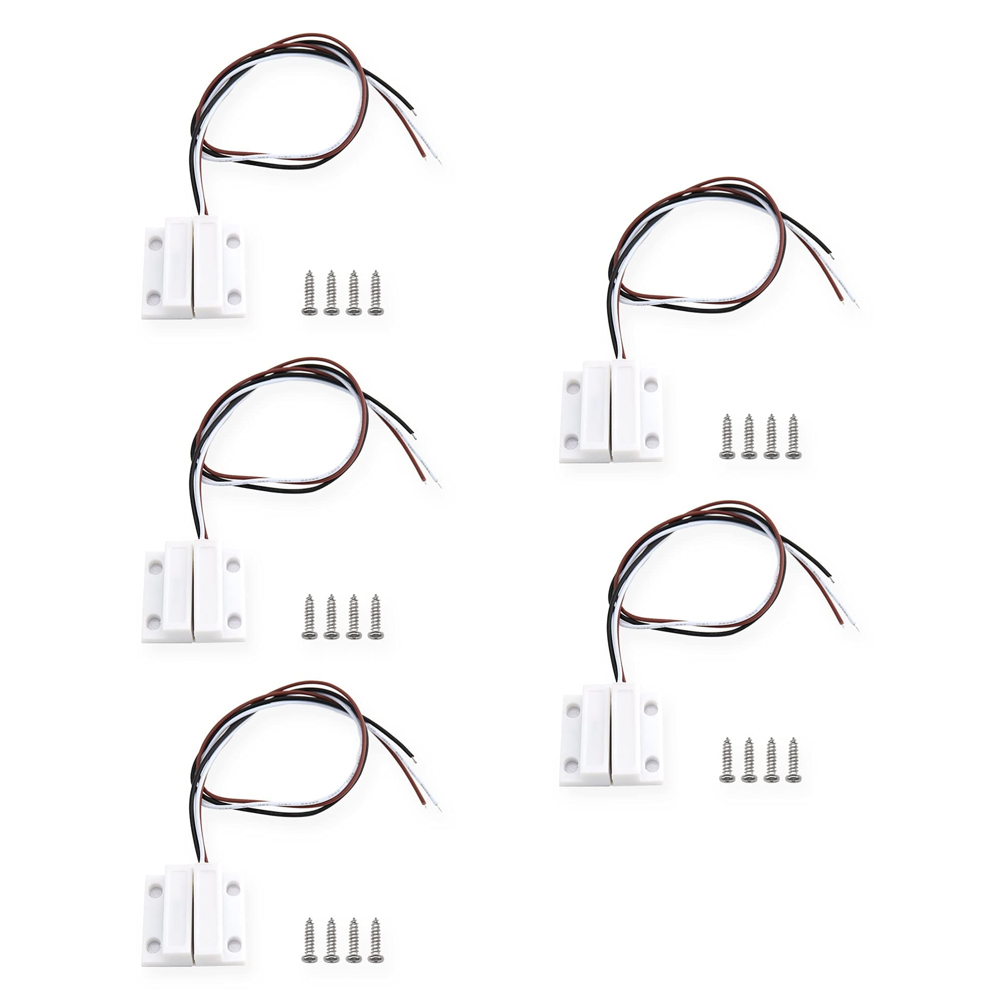 Magnetic Reed Switch NC NO COM Surface Mount Wired Door Window Contact Sensor with Adhesive Paper for Home Security and Burglar Alarm Systems MC-38 5pcs