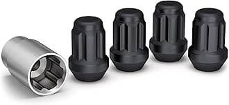 White Knight M12x1.5 Thread Lug Nuts for Aftermarket or Factory Wheels - 4 Matte Black Lug Nuts and Key - Bulge Acorn Seating - Carbon Steel for Durable Construction & Easy Installation - 40700SMBT