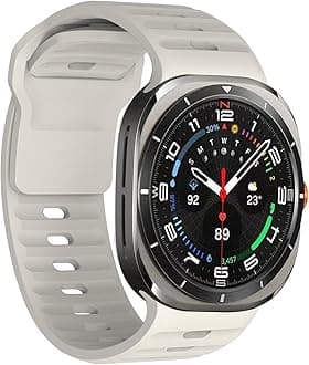 Compatible with Samsung Galaxy Watch 7 Ultra 47mm Band (2024 New), Quick Release Soft Silicone Sport Strap Women Men Replacement Accessory Fit for Samsung Galaxy Watch Ultra Band, Starlight