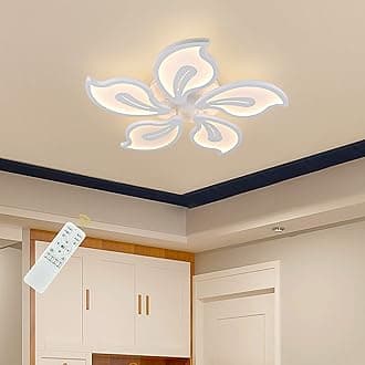 Qcyuui 55W Flush Mount Ceiling Light, Modern Dimmable LED Chandelier, Acrylic White Ceiling Lighting Fixture with Remote Control for Living Room, Bedroom, Dining Room