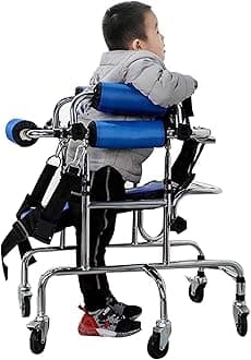 Child Rehabilitation Rollator Walker with 6 Wheels for Kids Cerebral Palsy Disability - Walking Frame Lower Limb Rehabilitation Aid with Seat