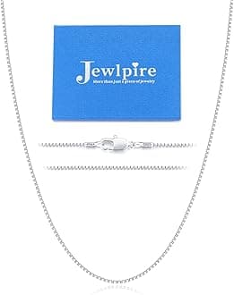 Jewlpire22K Gold Plated 925 Sterling Silver Chain Necklace for Women, 1.3mm Box Chain Thin & Sturdy Women's Chains Necklaces 14 16 18 20 22 24 26 Inch