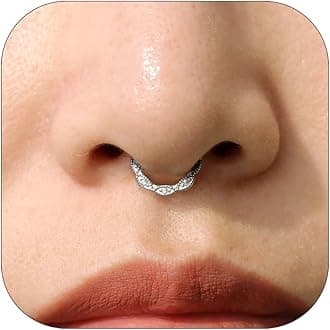 Nose Rings Hoops 316L Surgical Steel Flower Silver Septum Rings 16g Clicker Daith Hinged 14K Gold Plated Piercing Jewelry Gifts 1.2 * 8mm 10mm