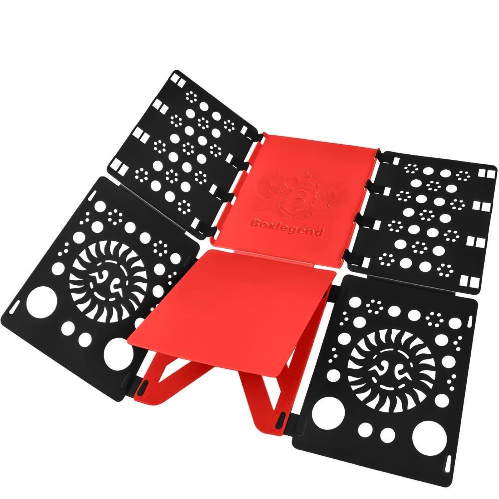 Version 3 Shirt Folding Board t Shirts Clothes Folder Durable Plastic Folding Helper Easy and Fast Folding Boards for Adults and Children, Black and Red