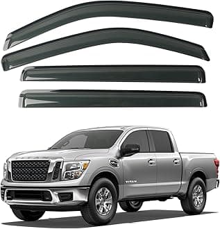 4 PCS CHYKORLA Window Visor Rain Guards Fit for 2022 2023 Nissan Frontier Crew Cab, Tape-on Side Wind Window Deflectors, Outside Mount Smoke Tinted Vent Visors Shade Shield